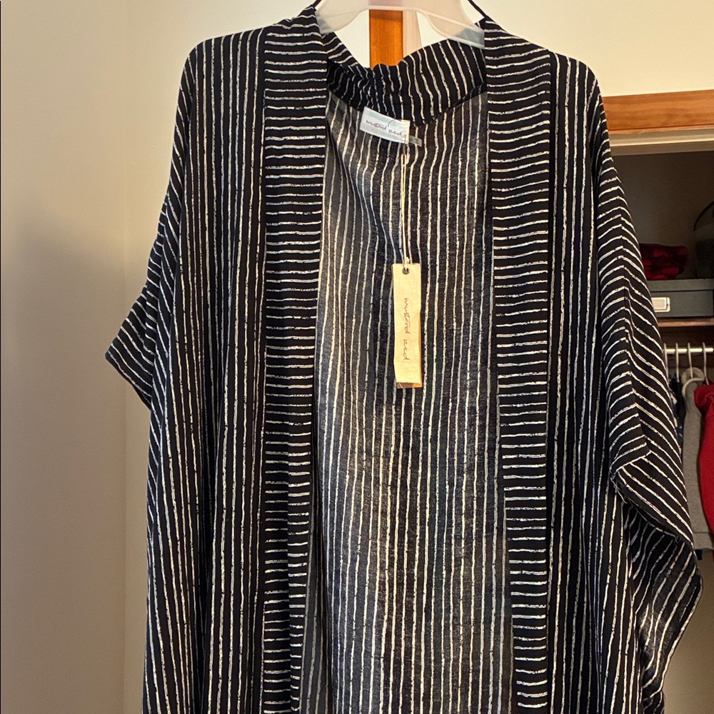 NWT Long Striped Mustard Seed Kimono/Cover-Up